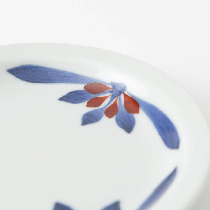 Red and Indigo Chrysanthemum Cup and Saucer