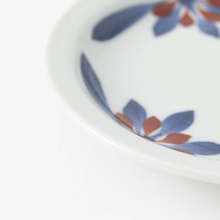 Red and Indigo Chrysanthemum Cup and Saucer