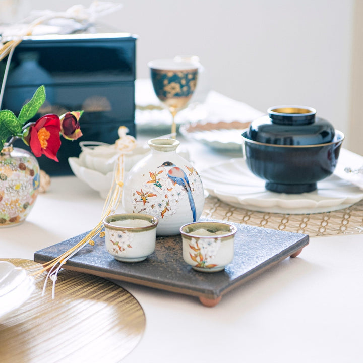 Sakura and Bird Sake Set