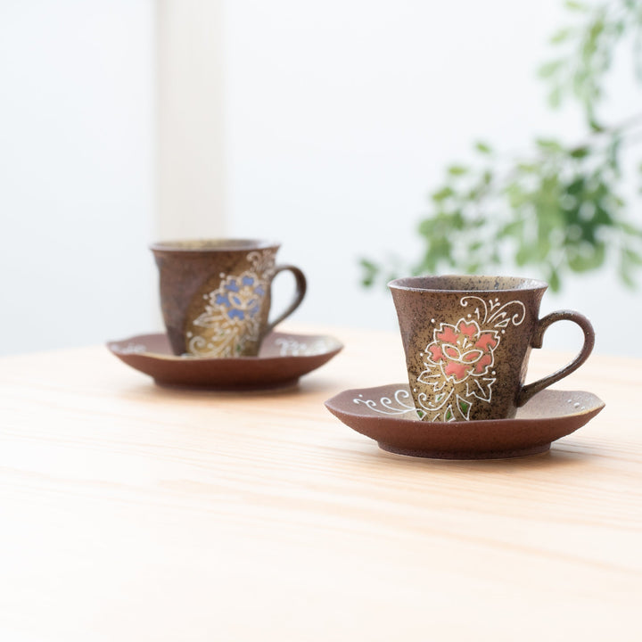 Flower Cup and Saucer Pair