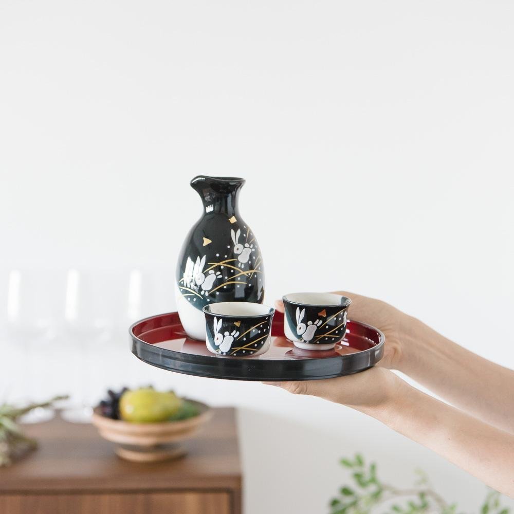 Jumping Rabbit Sake Set with Tray
