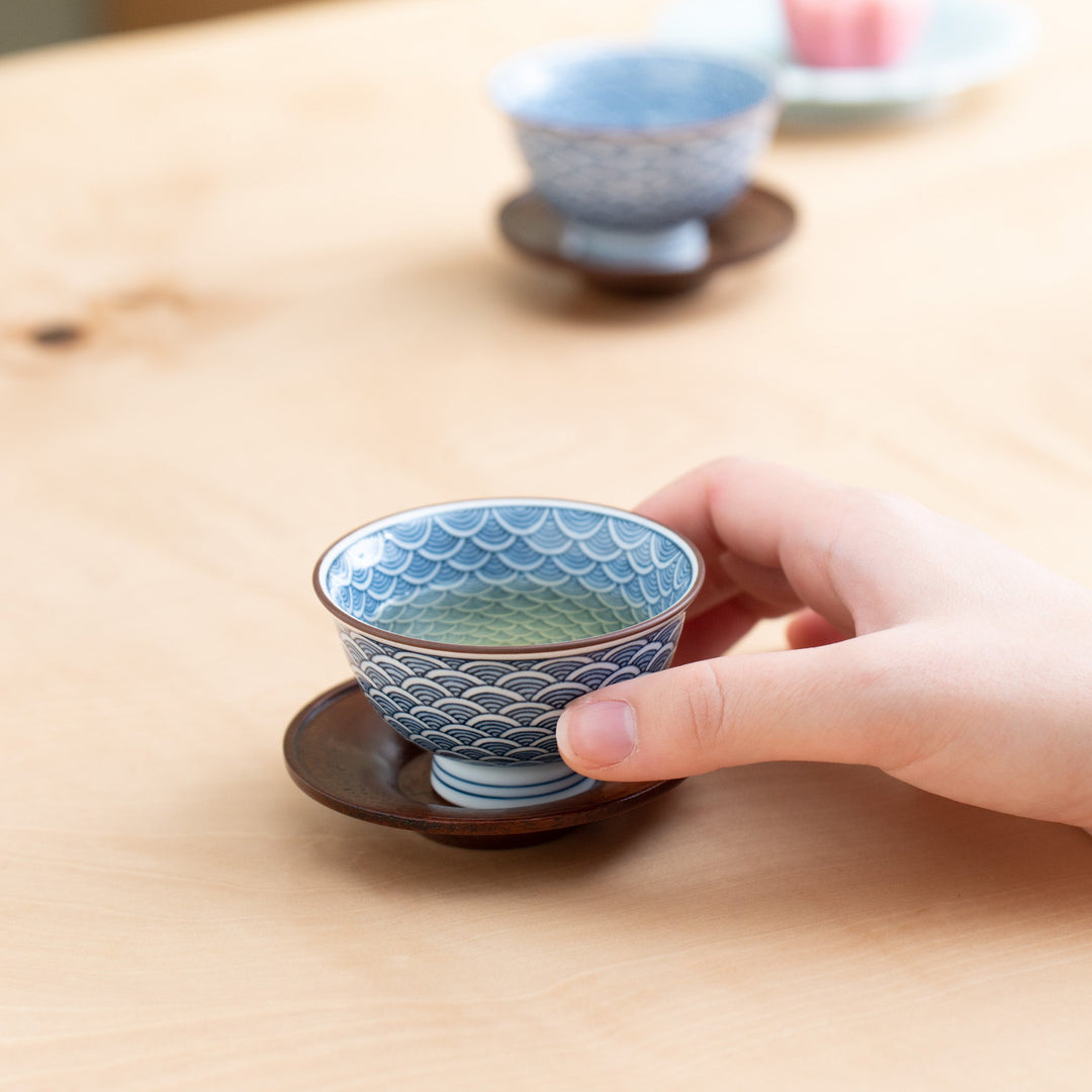 Seigaiha Blue Wave Japanese Tea Set 12.5 oz