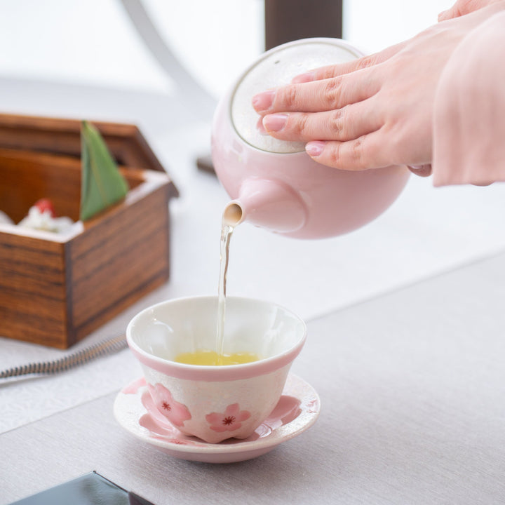 Lustrous Sakura Pink Japanese Teapot