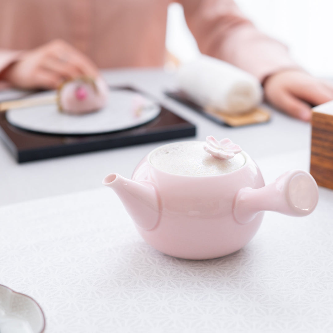 Lustrous Sakura Pink Japanese Teapot