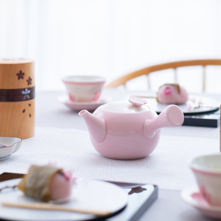 Lustrous Sakura Pink Japanese Teapot