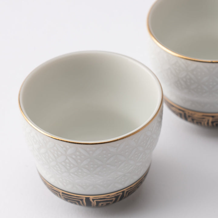 White Cloisonne Sake Set