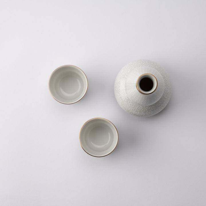 White Cloisonne Sake Set